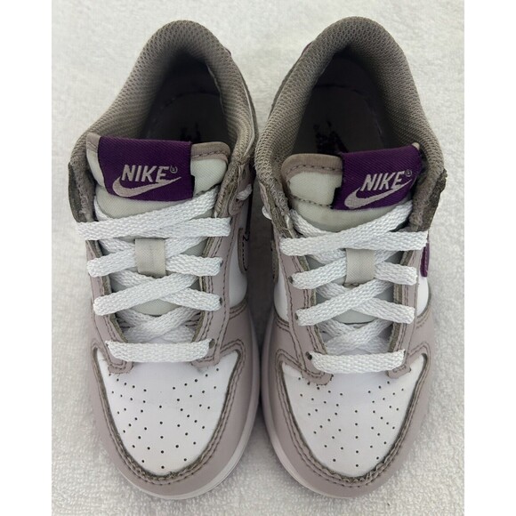 Nike Dunk Low White/ Viotech- Platinum Violet FB9108 104 Unisex Kids 11C - Picture 3 of 7